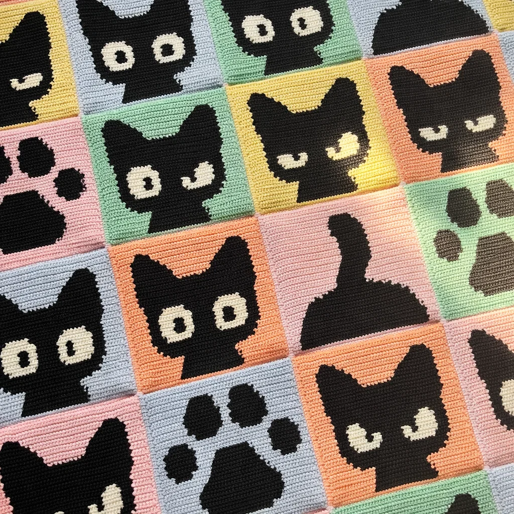 Cute Black Cat Blanket Crochet Pattern