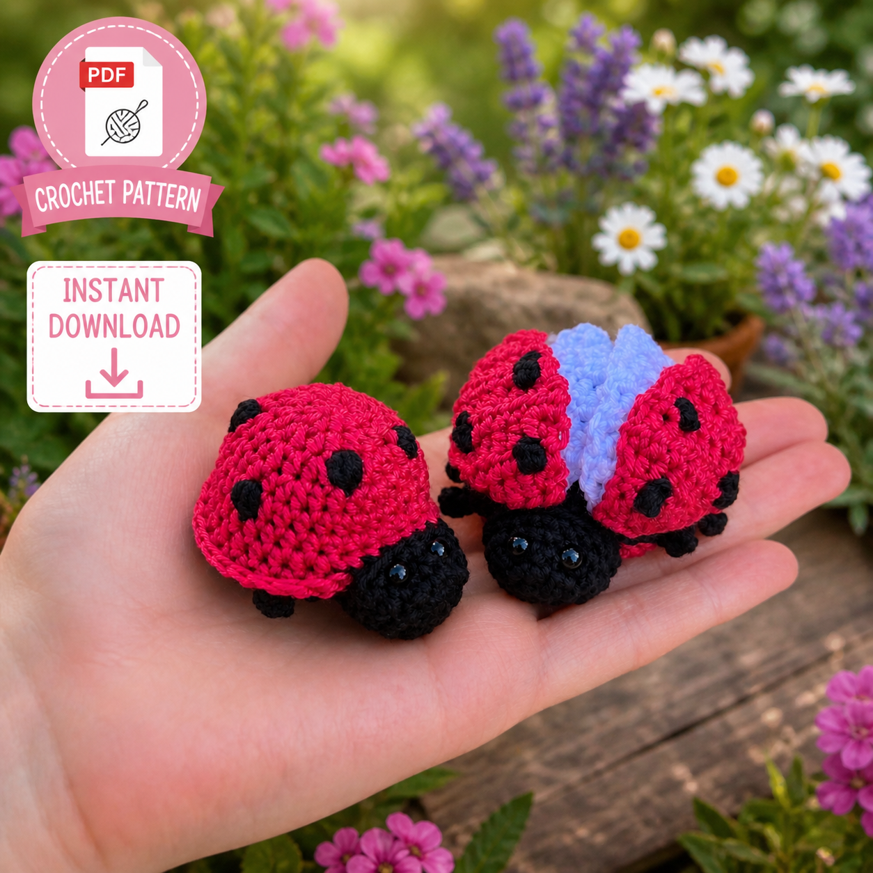 Flying Ladybug Crochet Pattern PDF, Reversible Amigurumi Bug Toy Tutorial, Cute Ladybird Digital Download