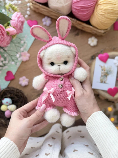 Bear in overalls Chick, Bunny and Goose Crochet Pattern