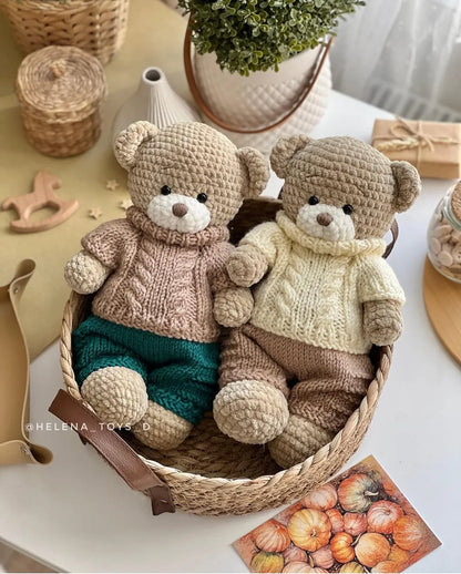 Sweet Crochet Bear with Knitted Clothes Set Pattern