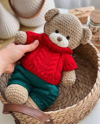 Sweet Crochet Bear with Knitted Clothes Set Pattern