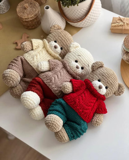 Sweet Crochet Bear with Knitted Clothes Set Pattern