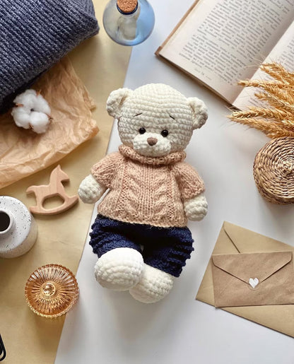 Sweet Crochet Bear with Knitted Clothes Set Pattern