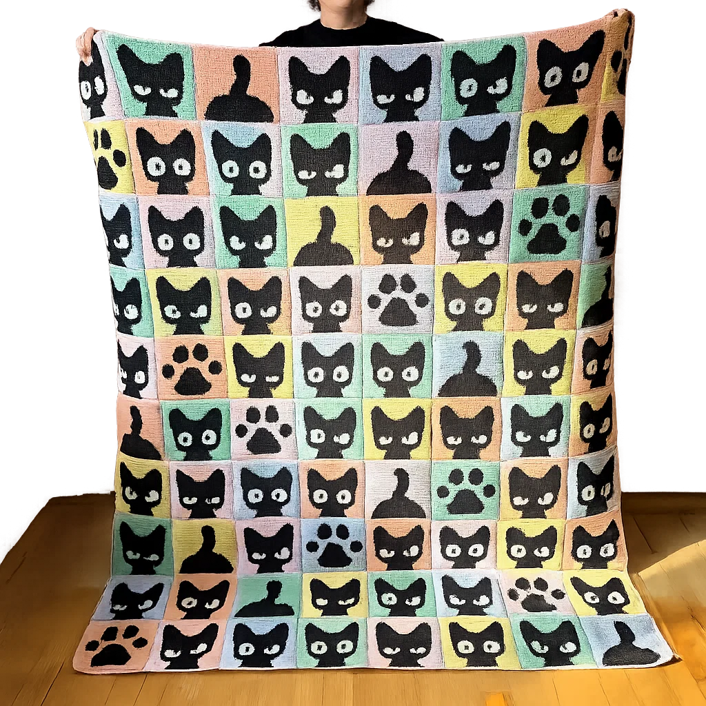 Cute Black Cat Blanket Crochet Pattern