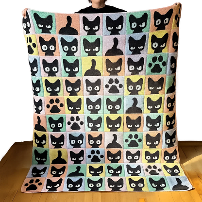 Cute Black Cat Blanket Crochet Pattern