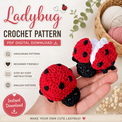 Flying Ladybug Crochet Pattern PDF, Reversible Amigurumi Bug Toy Tutorial, Cute Ladybird Digital Download