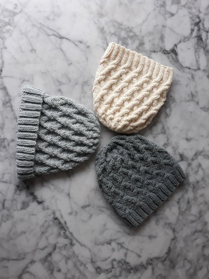 Salthill Aran Cable Beanie Knitting Pattern