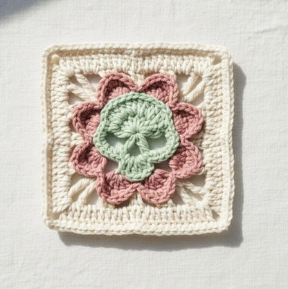 Gothic Skull Granny Square Crochet Pattern