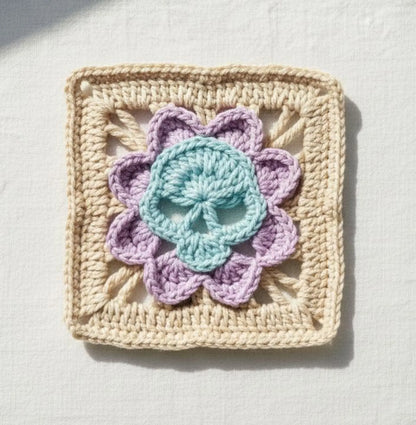Gothic Skull Granny Square Crochet Pattern