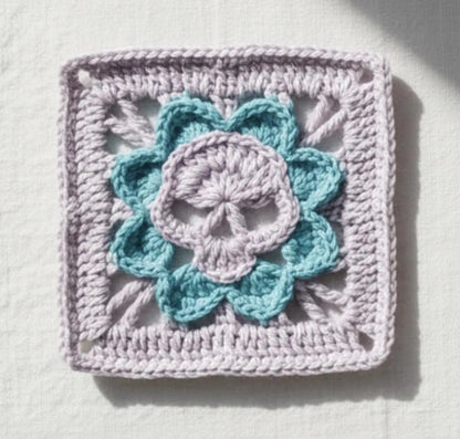 Gothic Skull Granny Square Crochet Pattern
