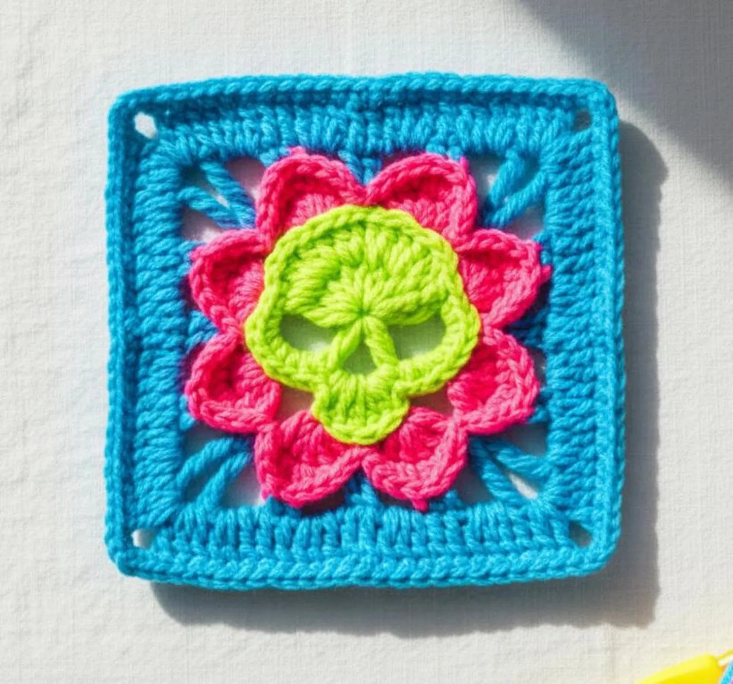 Gothic Skull Granny Square Crochet Pattern