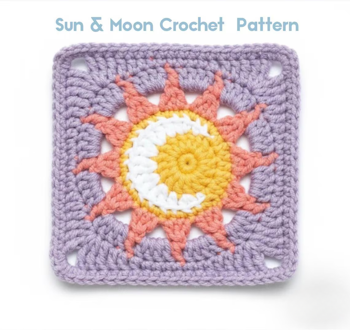 Sun & Moon Granny Square Crochet Pattern