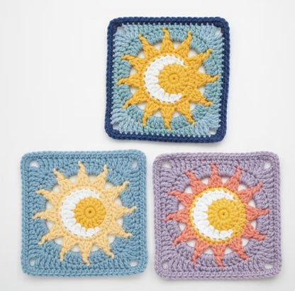 Sun & Moon Granny Square Crochet Pattern