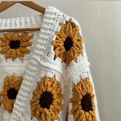Sunflower Granny Square Cardigan Crochet Pattern