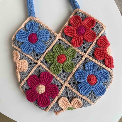 Rose Bag Granny Square Crochet Pattern