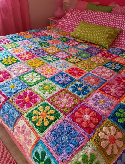 3D Crochet flower Granny Square Pattern