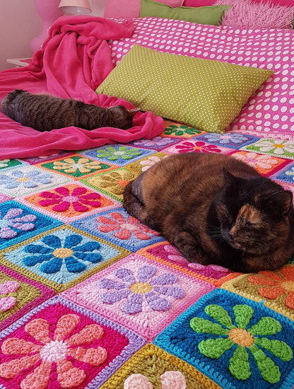 3D Crochet flower Granny Square Pattern