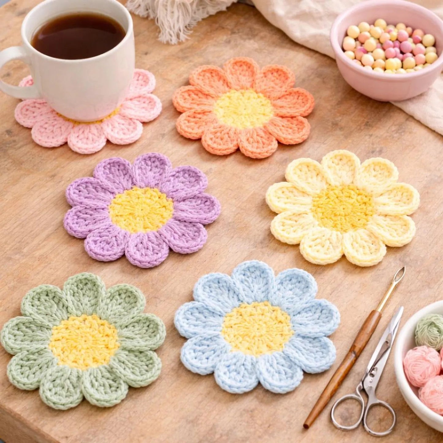 8 in 1 Flower Coaster Crochet Pattern